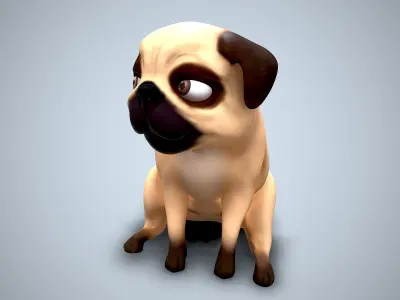 cartoon pug Low-poly 3D model