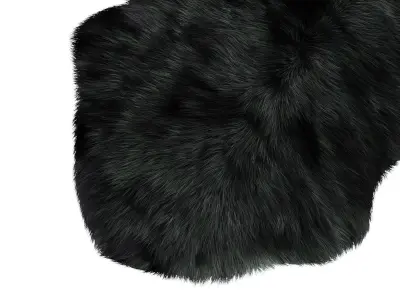 Sheepskin Black Area Rug 3D model