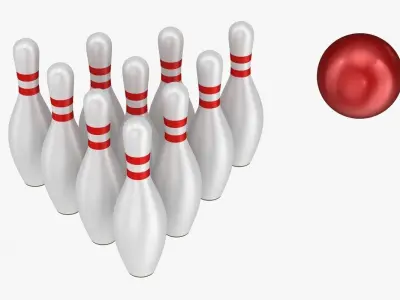 Bowling Ball and Pins Low-poly 3D model