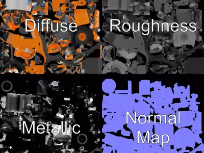 Vibrant Asphalt Roller model pack Low-poly 3D model