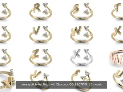Alphabet Jewelry RINGS COLLECTION 3D Model Pack