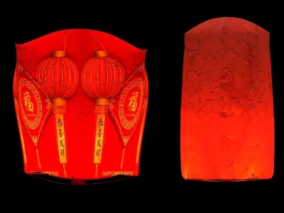 Chinese red sky lantern  3D model