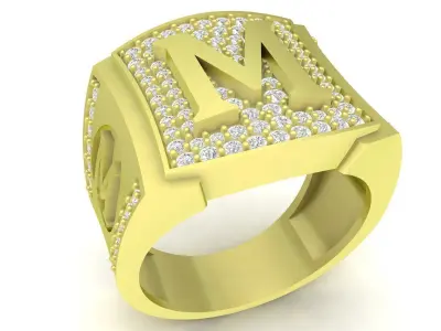 Luxury Letter M Ring 3D Model for Jewelry Casting 3826 3D print model