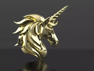 Golden Unicorn Head 3D Model Free 3D print model