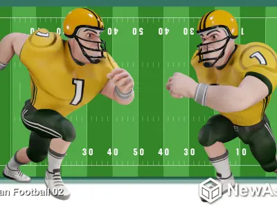 American Football Touchdown Character  02 Low-poly 3D model