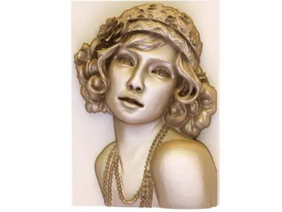 Bas-relief plaque of a beautiful girl 3D model
