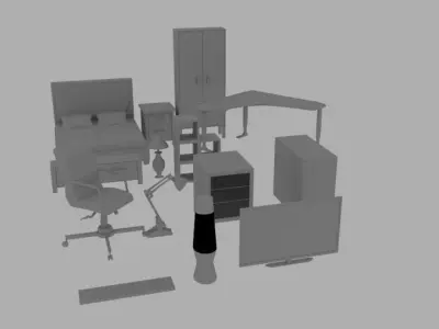 BEDROOM ACCESSORIES Free low-poly 3D model