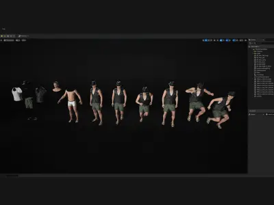 Man - Summer Outfit 13 - Modular - Rigged Low-poly 3D model