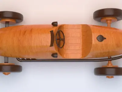 Old style wooden toy car 3D model