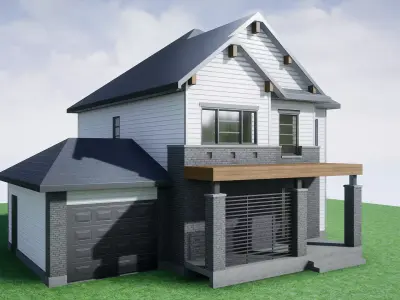 HQ Modern House Low-poly 3D model