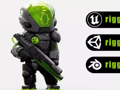  TROOPER ALIENWARE  Rigged for Unreal Engine - Unity - MIXAMO 3D model