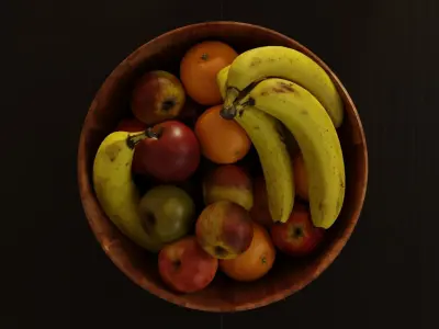  Fruit bowl apples bananas and oranges 3D model