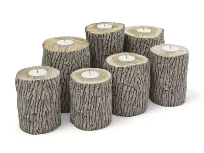 Wood Logs Candlesticks 3D model