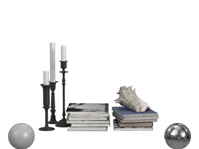 Books and Candles 3D model