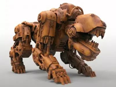 Mechanical Cyber Beast Heavy Robotic Combat Creature 3D print model