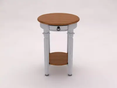 SIDE TABLE---Double round support with a drawer 3D model