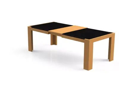 Wooden Table with Glass Top Free 3D model