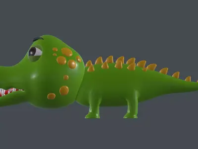 Alligator cartoon Rigged model  Low-poly 3D model