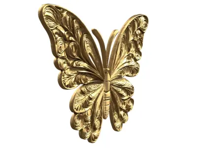 decor set wall panel butterfly relief CNC 12 3D print model