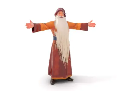 Wizard Character Model Pack with Long Beard and Robe Low-poly 3D model