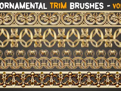 50 Ornamental Trim Brushes    Vol 43 Low-poly 3D model