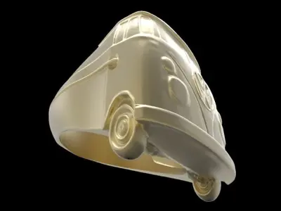 Hippie Van Car Front Grill Unisex Mens Ring 3D print model