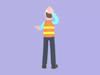 3D Cartoon Male Architect Character-Confused and Frustrated Pose 3D model