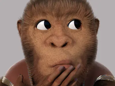 Cartoon Monkey Rigged 3D model