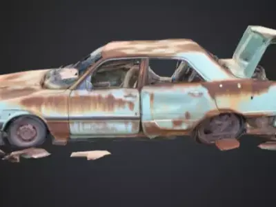 Rusty Junk Car Low-poly 3D model