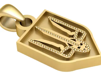 Golden Trident Emblem Pendant 3D print model