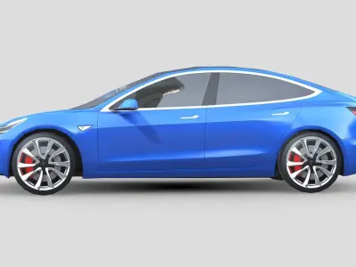 Tesla Model 3 2021 Low-poly 3D model