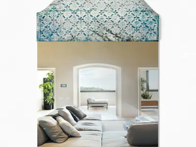 Old Blue Architectural Panel Mirror 3D model