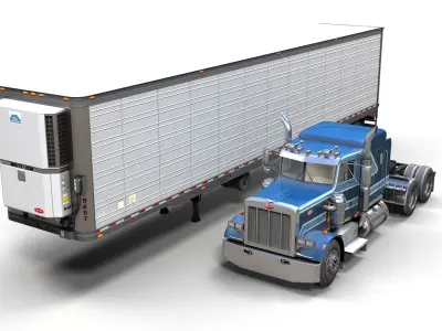 Peterbilt 359 refrigerated van trailer Low-poly 3D model