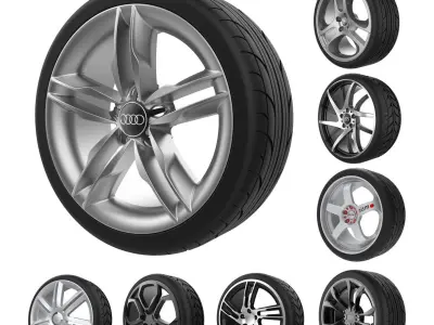 Car Wheels Rims Set Kit 3D print model