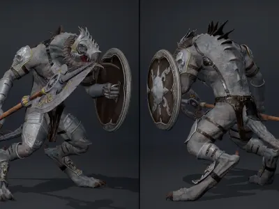 Ghost Spearman Arm1 Brutal Low-poly 3D model