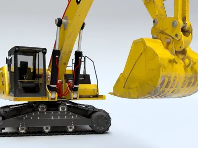 Rigged Hydraulic Excavator - Digger Low-poly 3D model