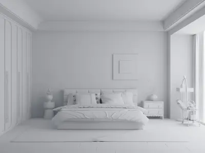 wabi-sabi bedroom 3D model 3D model