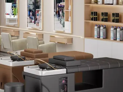 Hair salon and beauty salon furniture set  Low-poly 3D model