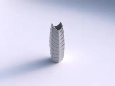 Vase double arc hexagon with smooth horizontal dents 3D print model