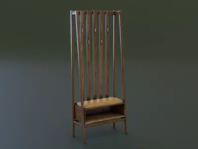 Mid-Century Coat Rack Low-poly 3D model