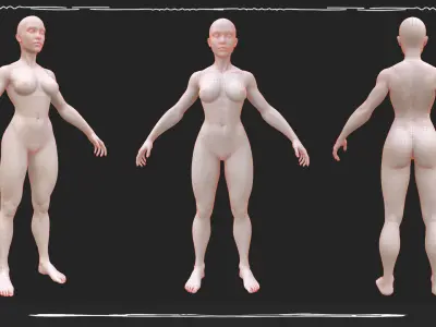 Base Mesh Female  Low-poly Low-poly 3D model