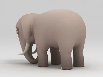 Elephant with tusks 3D model