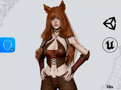 Feral Girl Roca - Game Ready Low-poly 3D model