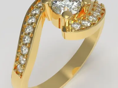 Bypass soltaire engagement ring 3D print model