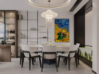Modern living room dining room interior scenes 515 3D model
