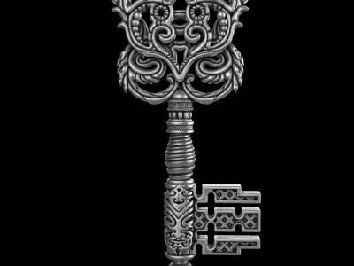 Pendant  jewelry Vintage key vol1 and relief 3D print model