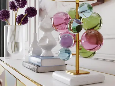 Credenza with decor set 3D model