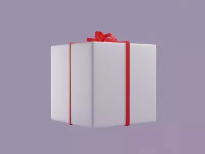 Gift 3D Model box with ribbon 3D print model