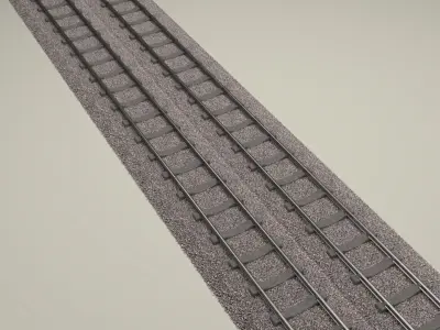 Train Track Double 3D model