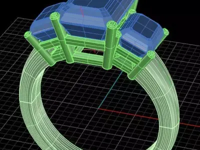Three Gem Ring Free 3D print model